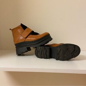 Brown Leather Chunky Platform Boots